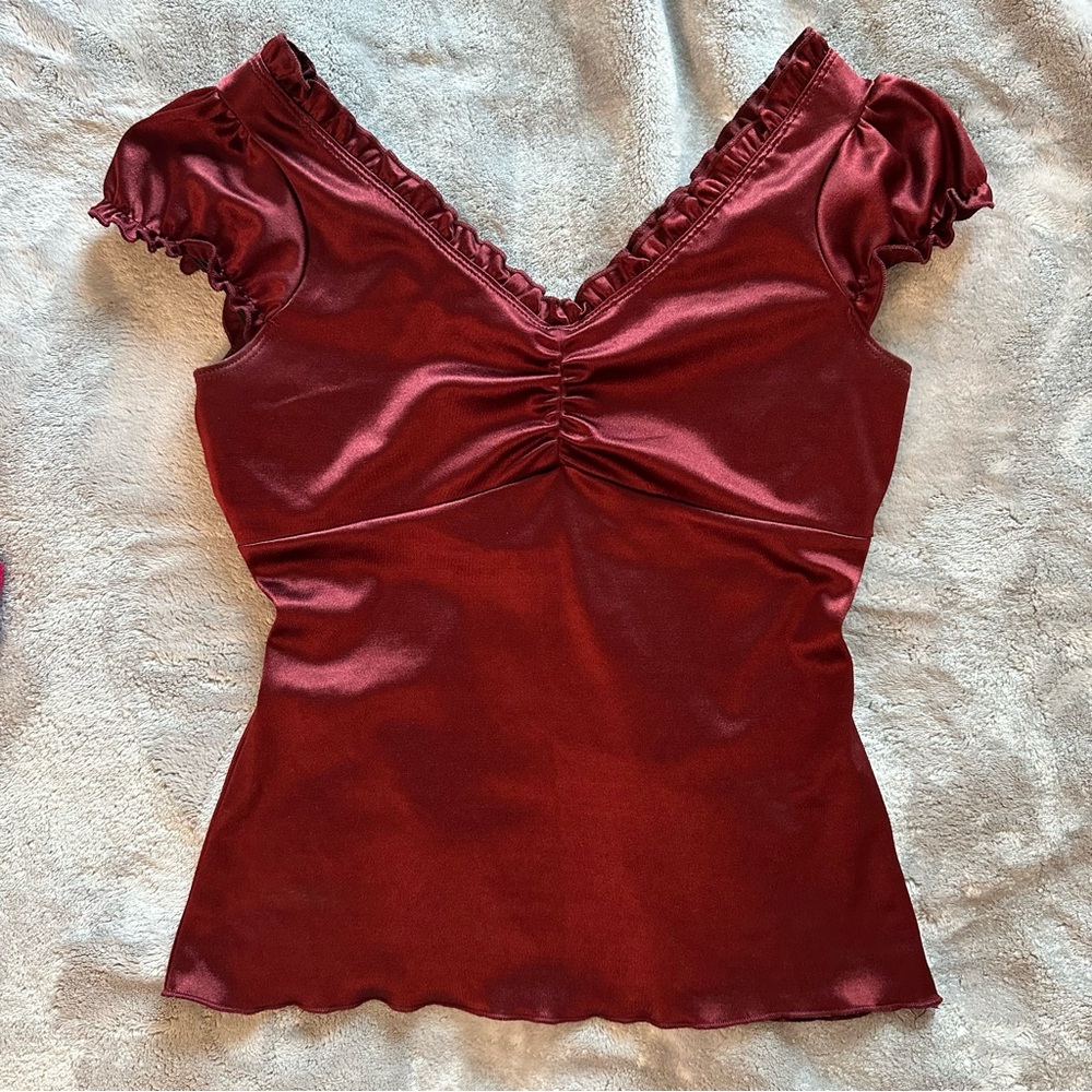 Wet Seal Burgundy Milkmaid Top